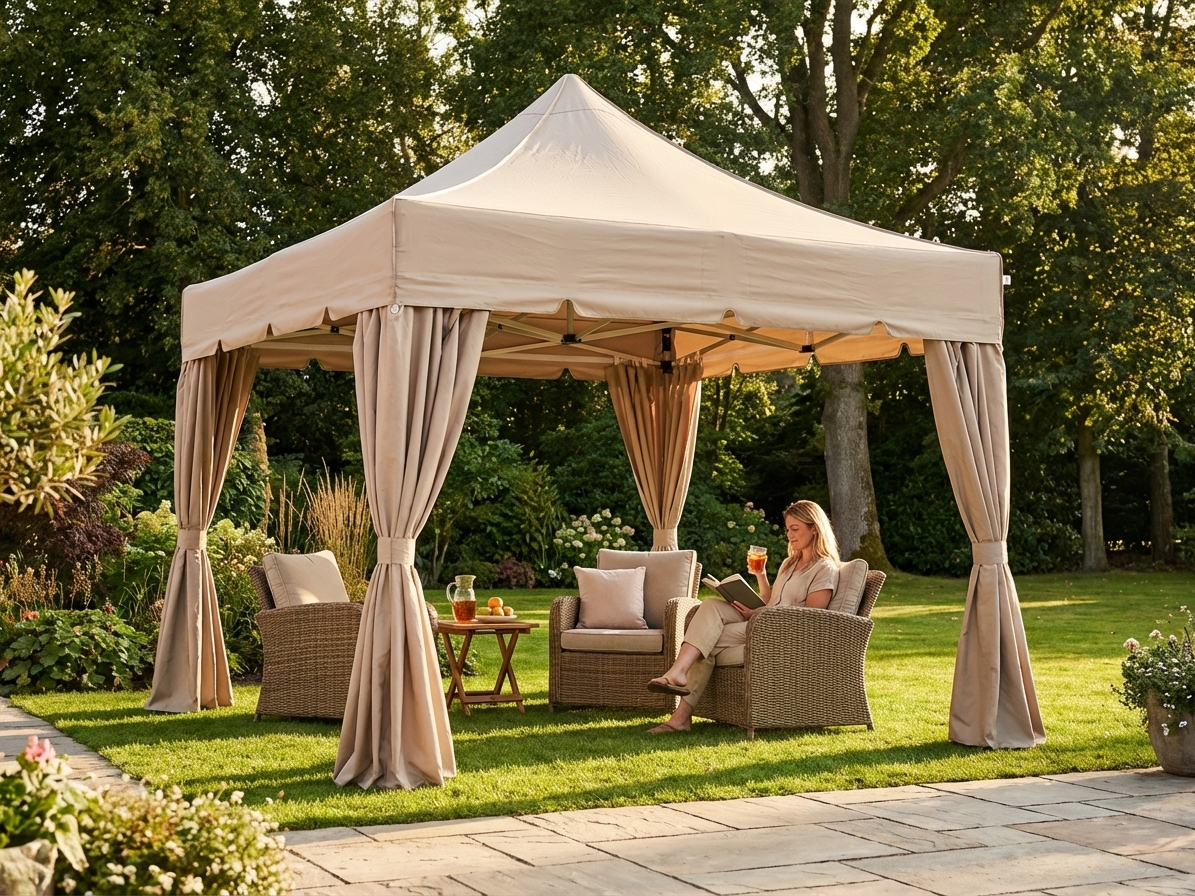 Pop up gazebo 4x4m Latte with steel frame for outdoor events - view 3