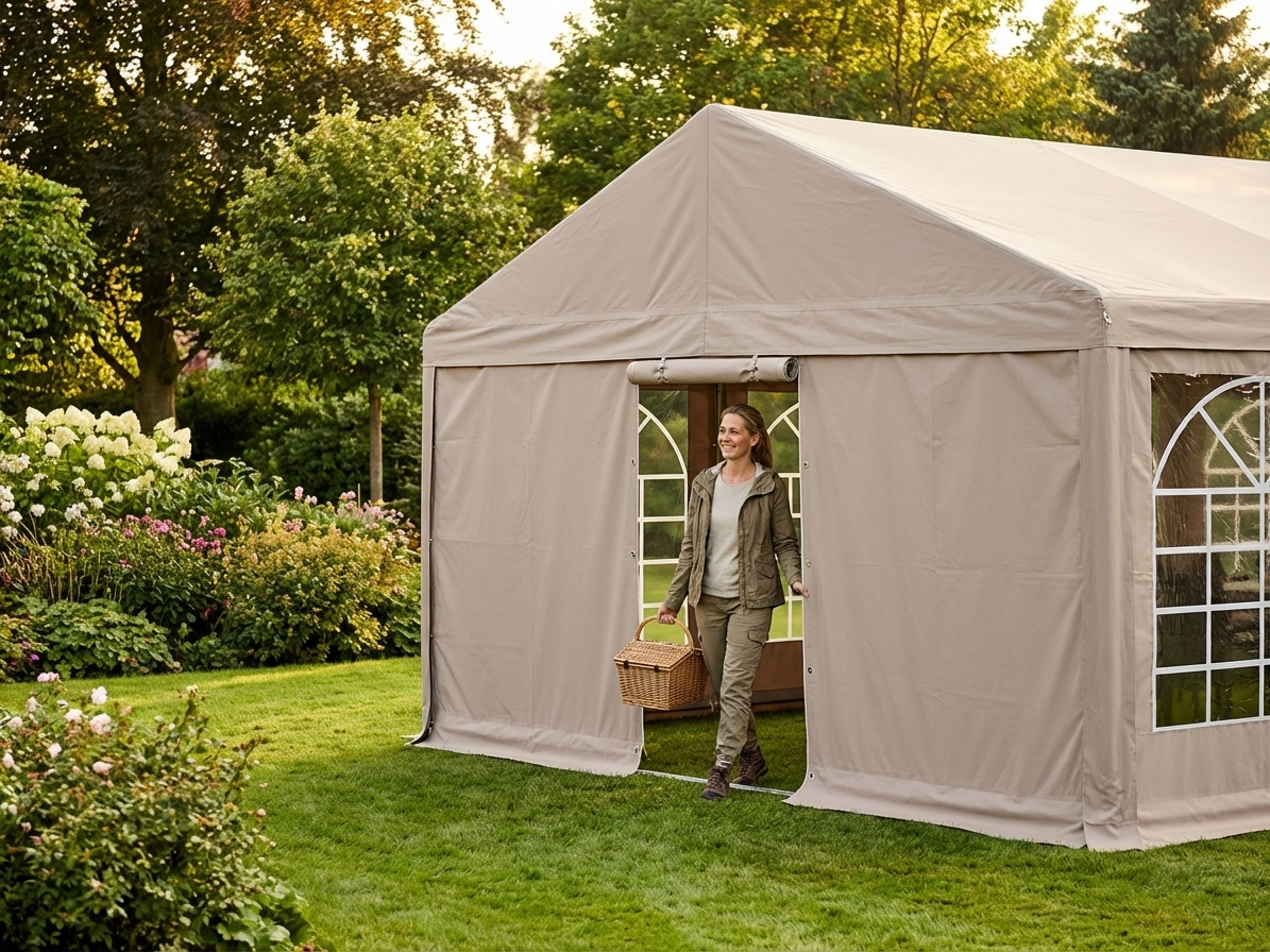 Sand coloured PVC endwall for outdoor events, 3x6m - view 3