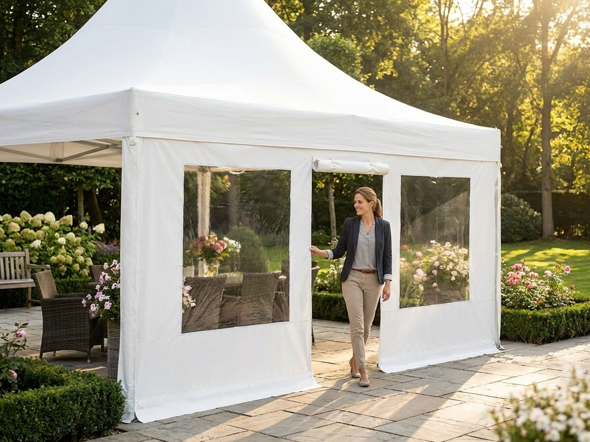 White PVC sidewall with door for PartyZone Pagodas - view 3
