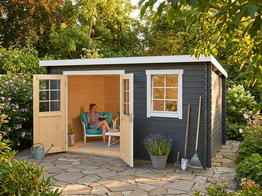 Wooden shed in dark grey made of Nordic Spruce - product detail