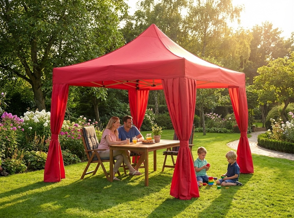 Pop up gazebo 3x3m in red with aluminium frame for outdoor events - view 3
