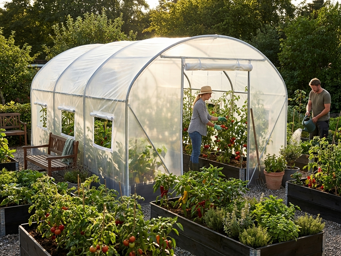 Transparent polytunnel greenhouse cover 4x4x2m for plant protection - view 3