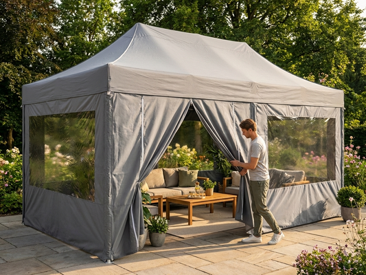 Grey gazebo sidewall kit 4x6 m for outdoor events - product detail