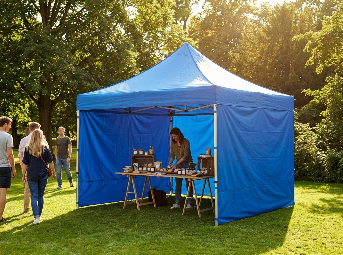 Blue pop-up gazebo with aluminium frame for outdoor events - view 3