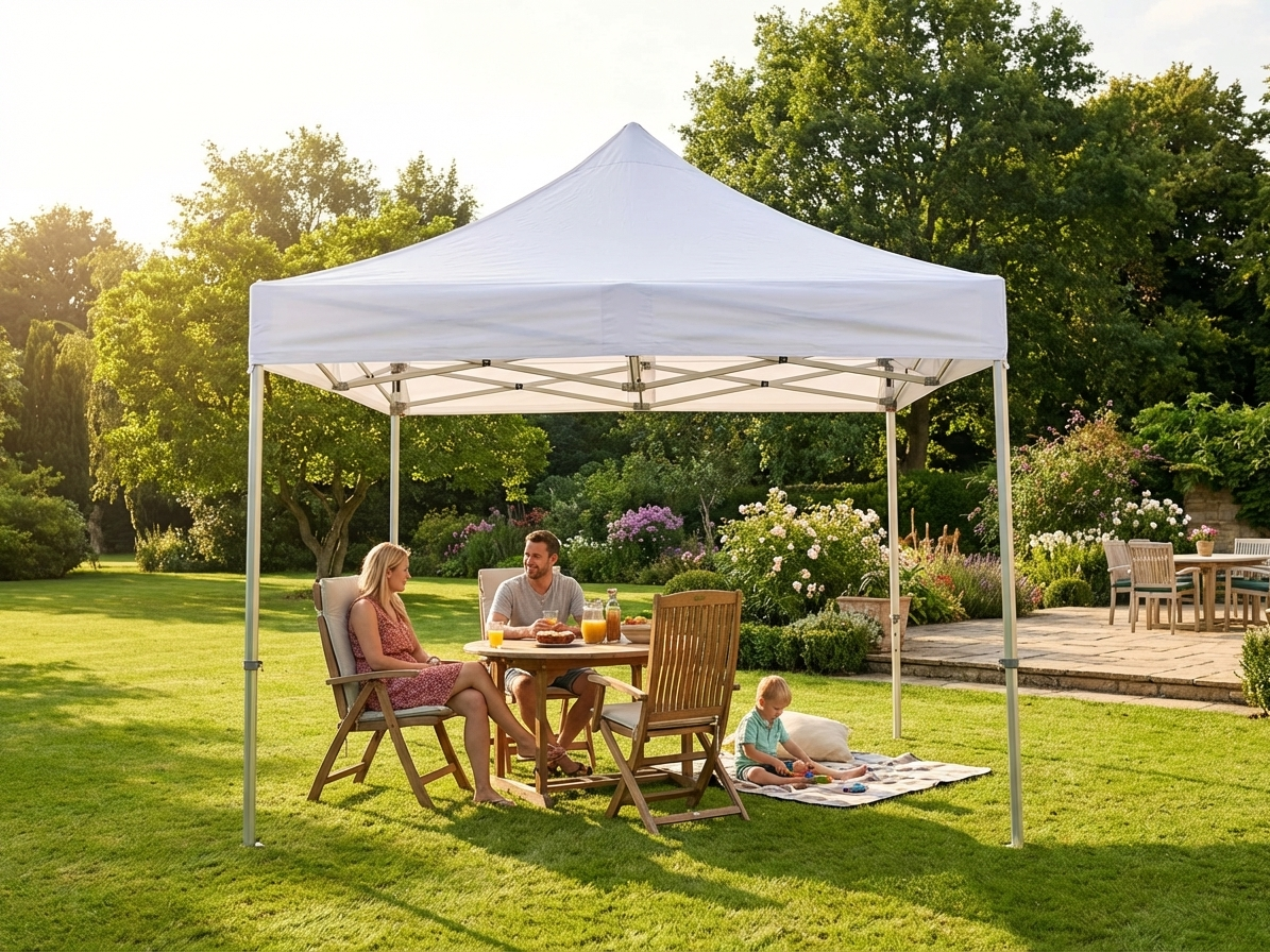 White pop up gazebo 4x4 m with flame retardant steel frame - view 3