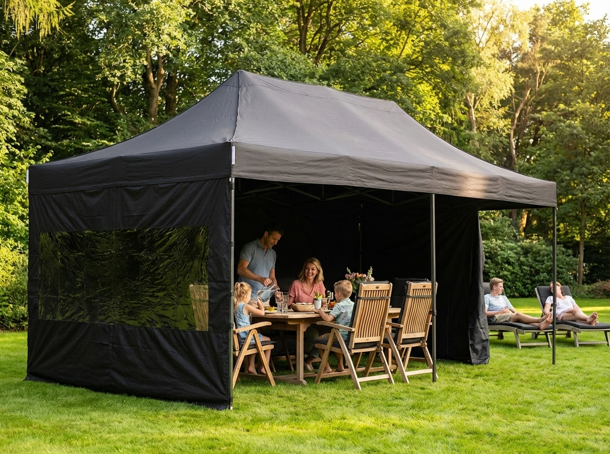 Black pop-up gazebo with aluminium frame for outdoor events - view 3