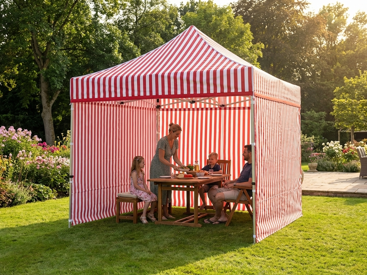Pop Up Gazebo 3x3m with Aluminium Frame in White and Red - view 3