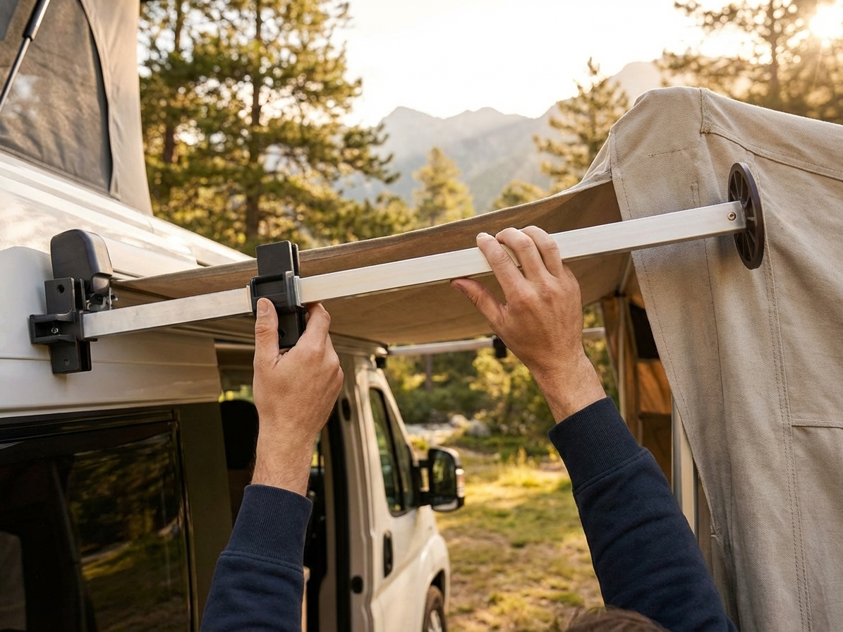 Silver roof pole 1.37 m in aluminium and plastic - view 3