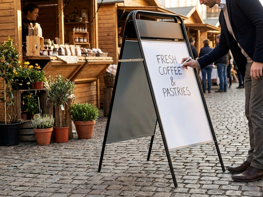 Black A-board sign 68x132 cm for commercial display - product detail