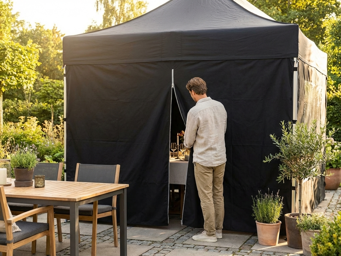 Black sidewall with zipper for 3m FleXtents, ideal for outdoor events - view 3