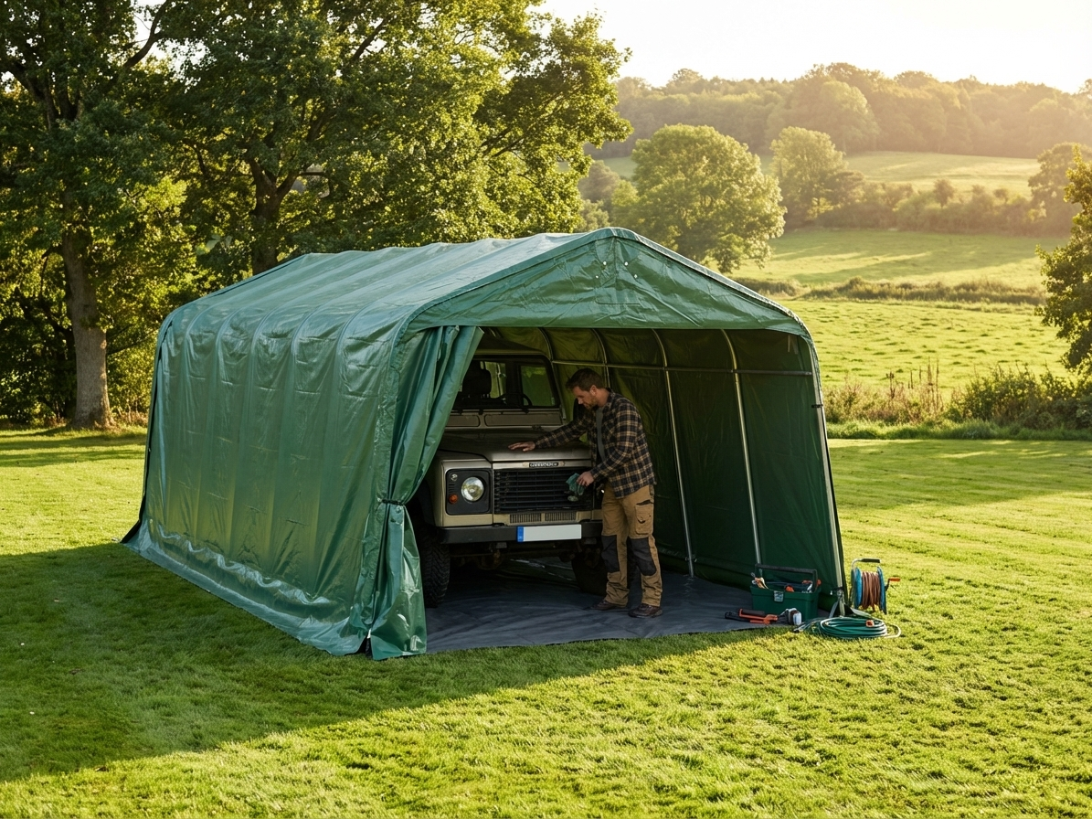 Green PVC Portable Garage for Outdoor Storage - view 3