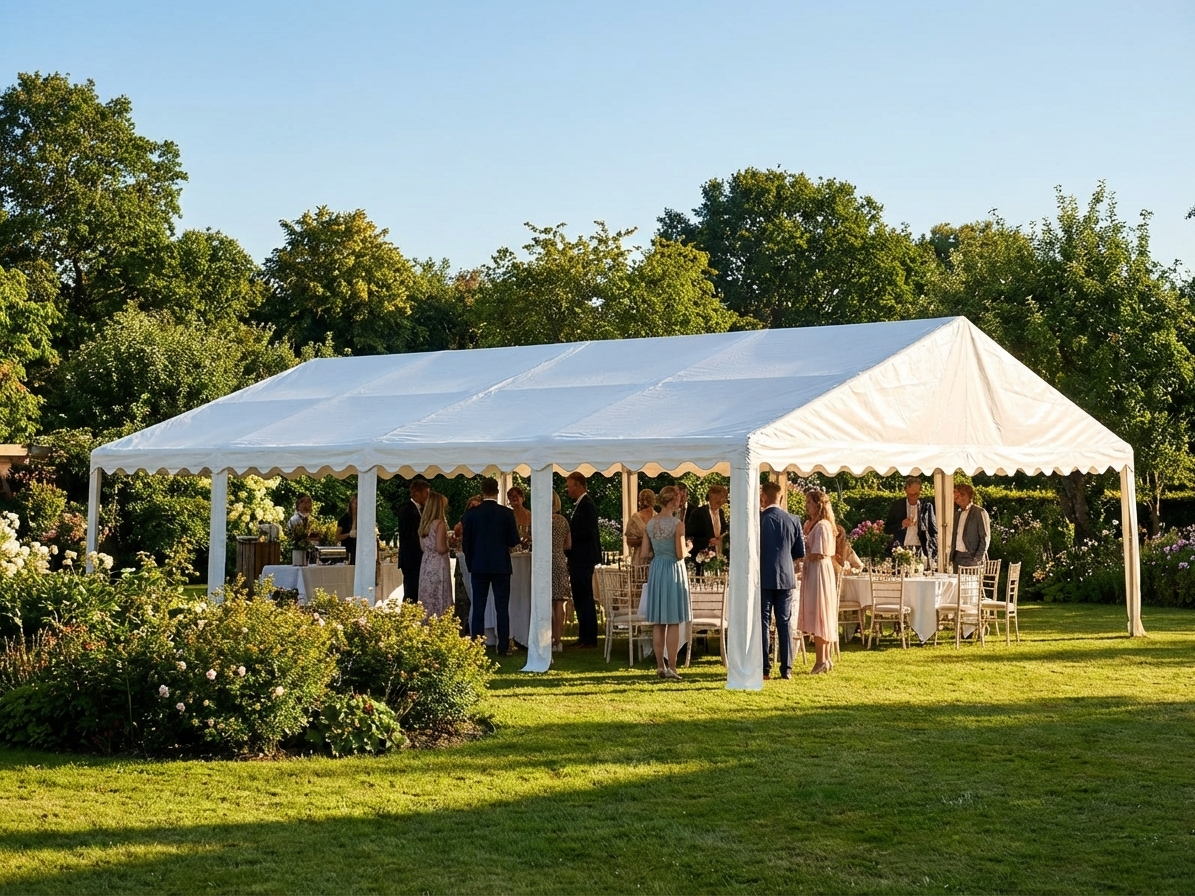 White PVC roof cover for 5x12 m marquee - view 3