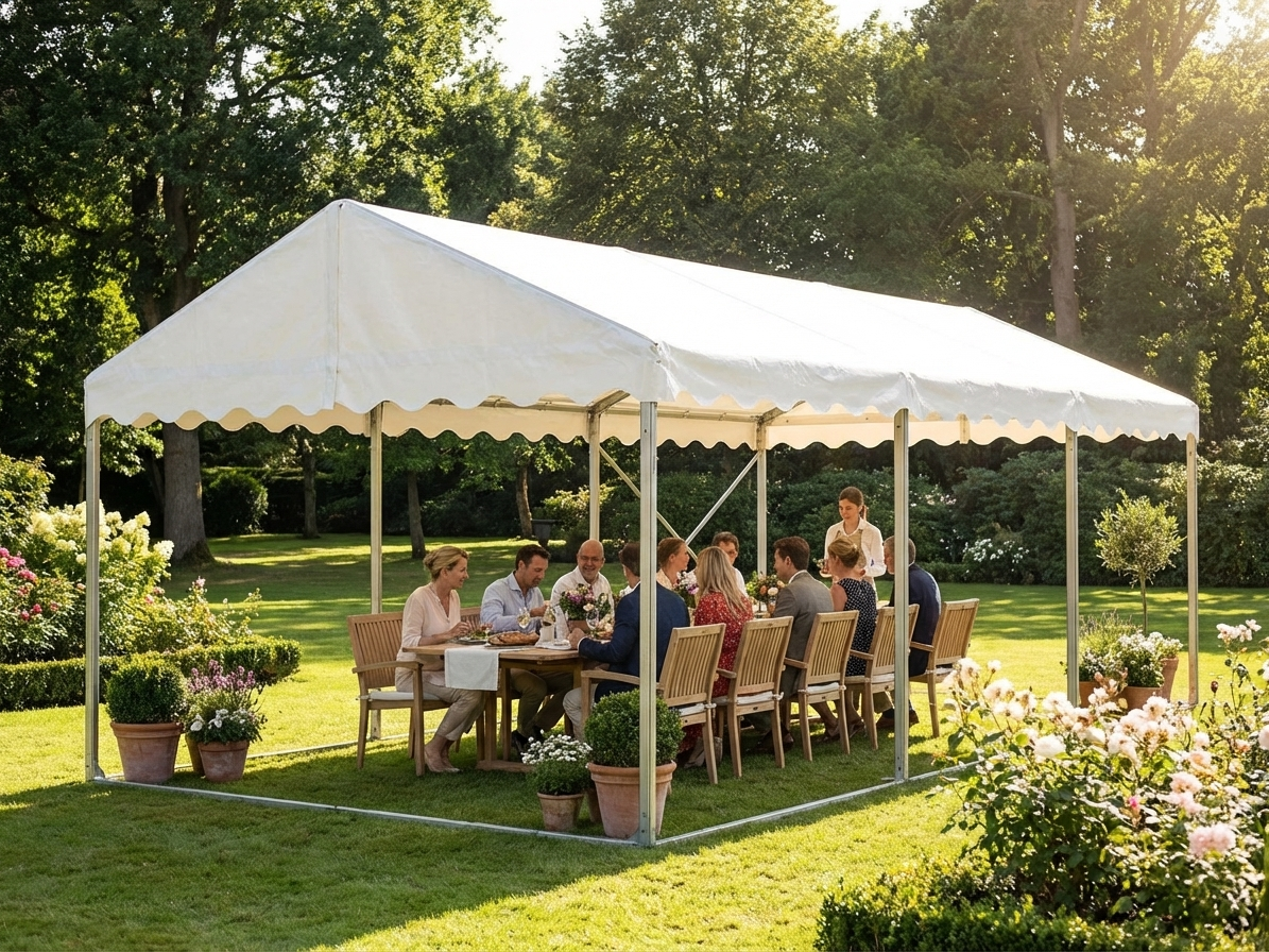 White marquee roof cover, polyethylene, 4x8 meters - view 3