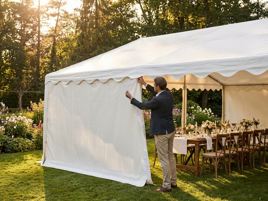 White PVC marquee roof cover for 7x7 m shelter - product detail