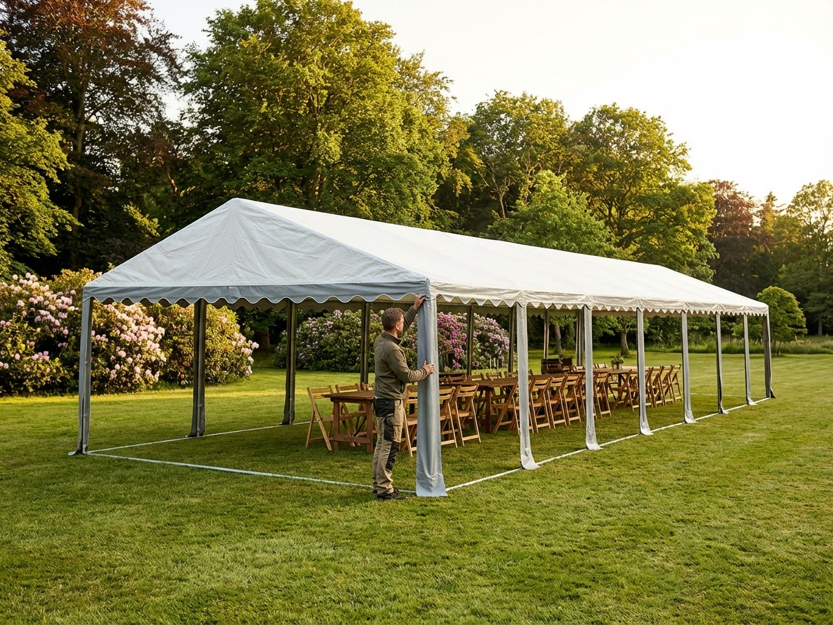 PVC roof cover for 6x12 m marquee in white and grey - view 3