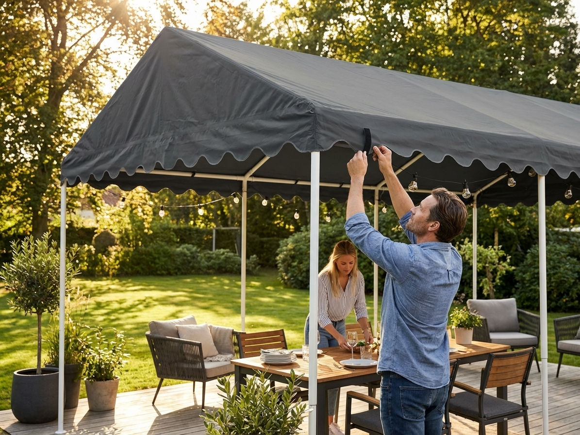 3x6 meter dark grey PVC/Polyester marquee roof cover - view 3