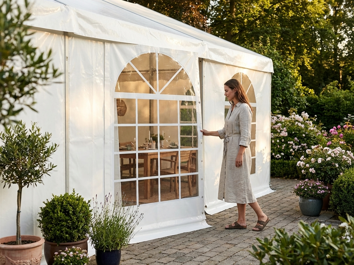 White PVC sidewall with door, 2.33m for indoor/outdoor use - view 3