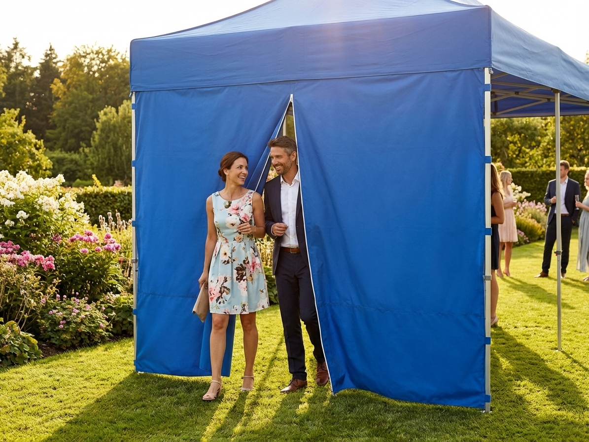 Blue sidewall with zippers for outdoor events, 4m width - view 3
