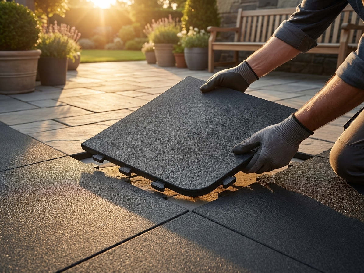 Anthracite flooring corner piece made from recycled PE for indoor and outdoor use - view 3