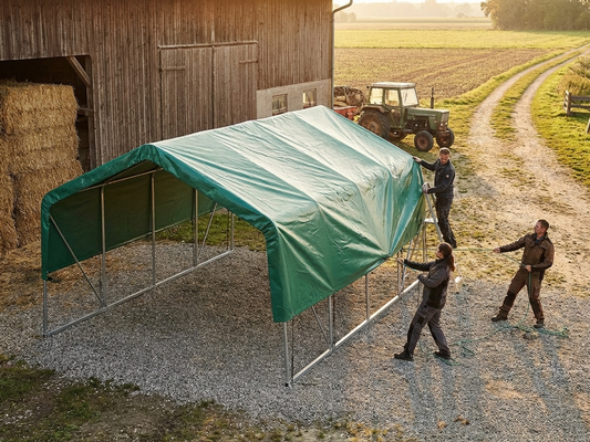 Green PVC Roof Cover for Storage Shelter 4x8 m - product detail