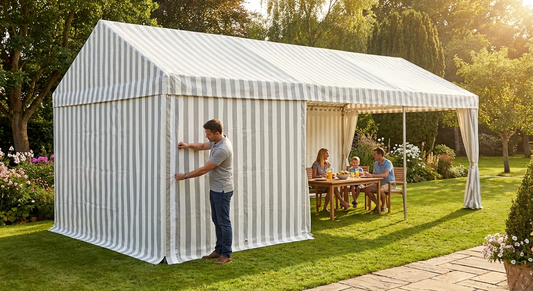 Marquee roof cover in white and grey, 4x6m size - product detail