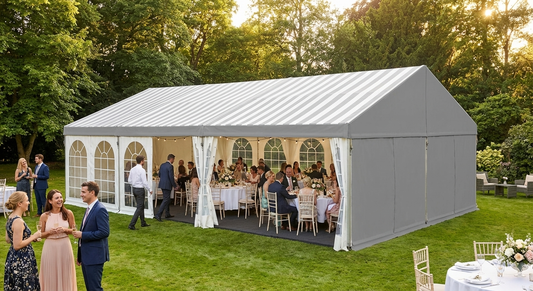 Durable 6x12m Grey and White marquee for outdoor events - product detail