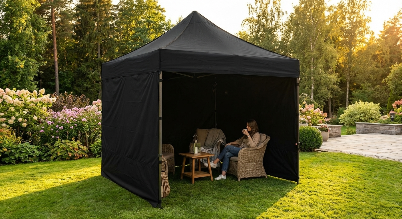 Pop up gazebo 2x2 m black with aluminium frame - view 3