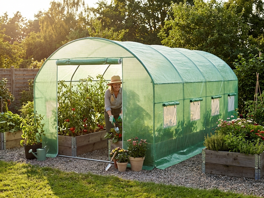 Green polytunnel greenhouse cover for outdoor gardening - product detail