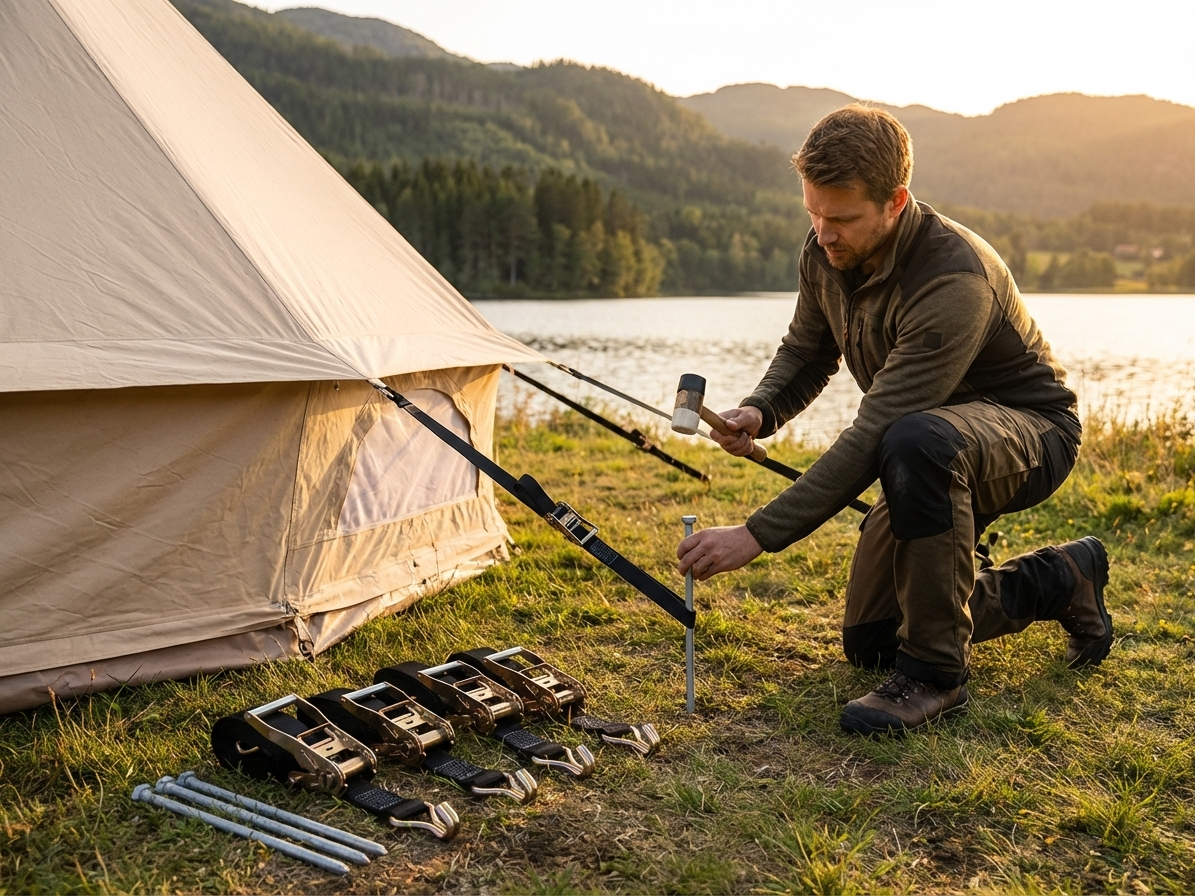 Steel storm pegs and straps for outdoor stability - view 3