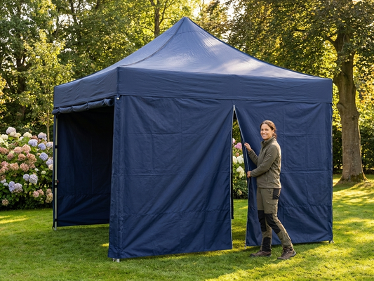 Dark blue sidewall with zipper for outdoor tents - product detail