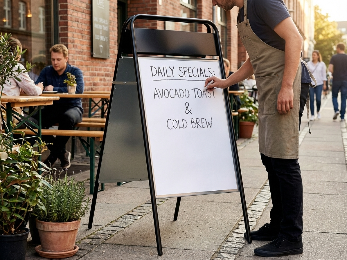 Black A-board sign 68x132 cm for commercial display - view 3