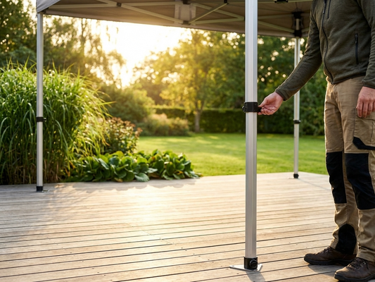 Adjustable aluminium corner leg in silver, suitable for indoor/outdoor use - product detail