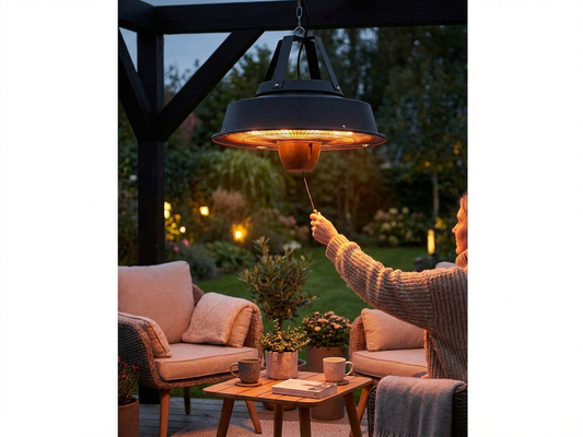 Hanging Carbon Patio Heater in 1500W Black Steel for Outdoor Heating - product detail
