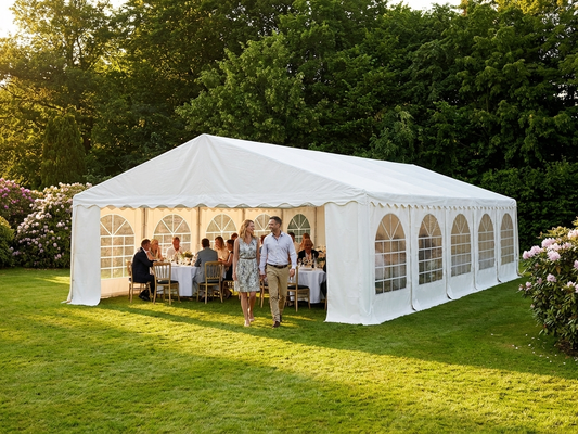 White PVC marquee 6x12m with steel frame for outdoor events - product detail