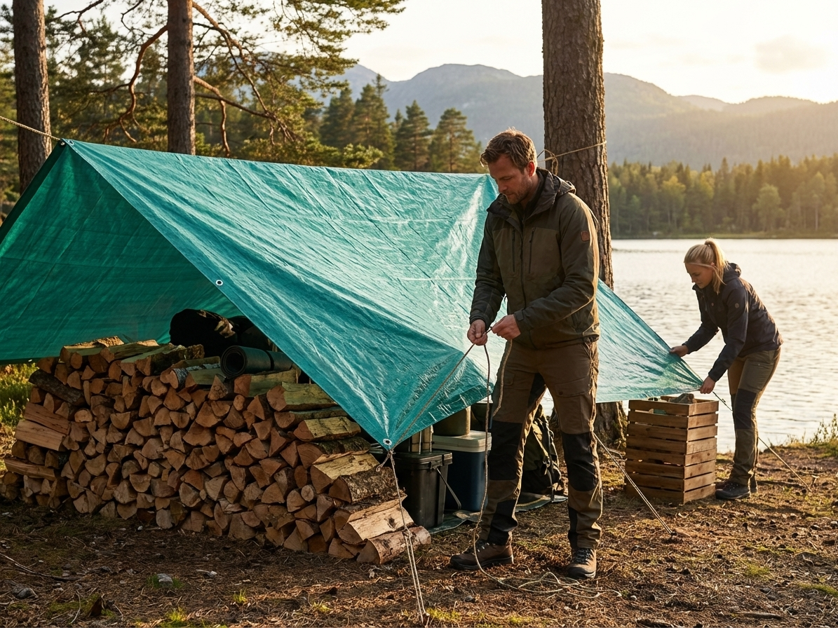 Green tarpaulin 5x8 metres, outdoor cover - view 3