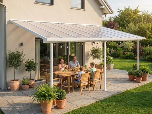 White patio cover 3x5.46 metres outdoor shelter - product detail