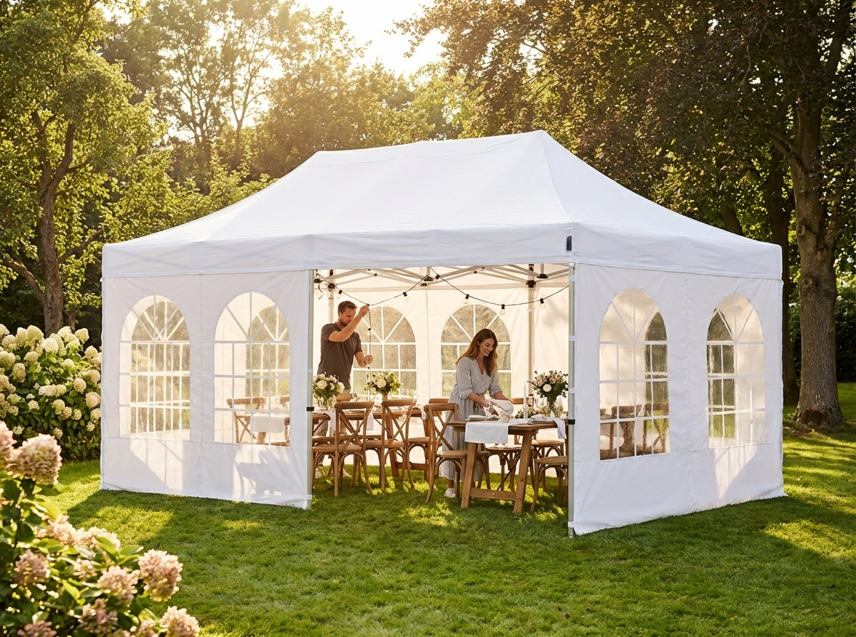 White pop up gazebo 3x6m with aluminium frame - view 3