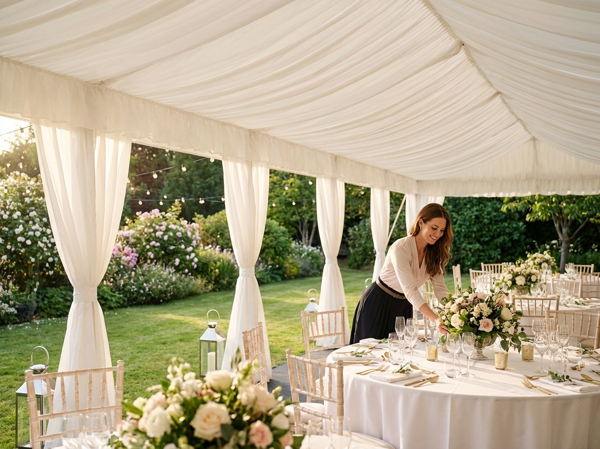 White Marquee Lining and Leg Curtain Pack, 4x6m - view 3