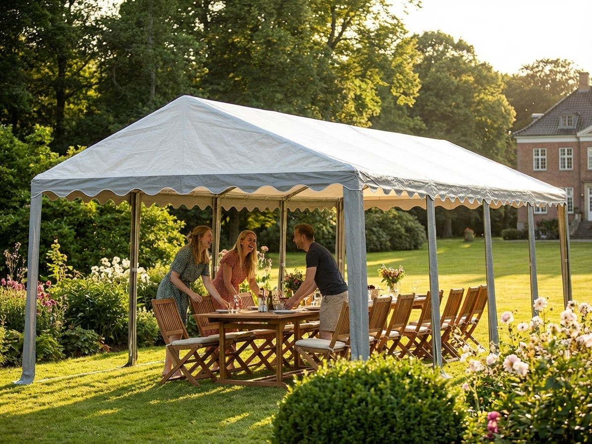 Marquee roof cover 5x10m in white and grey, polyethylene material - view 3