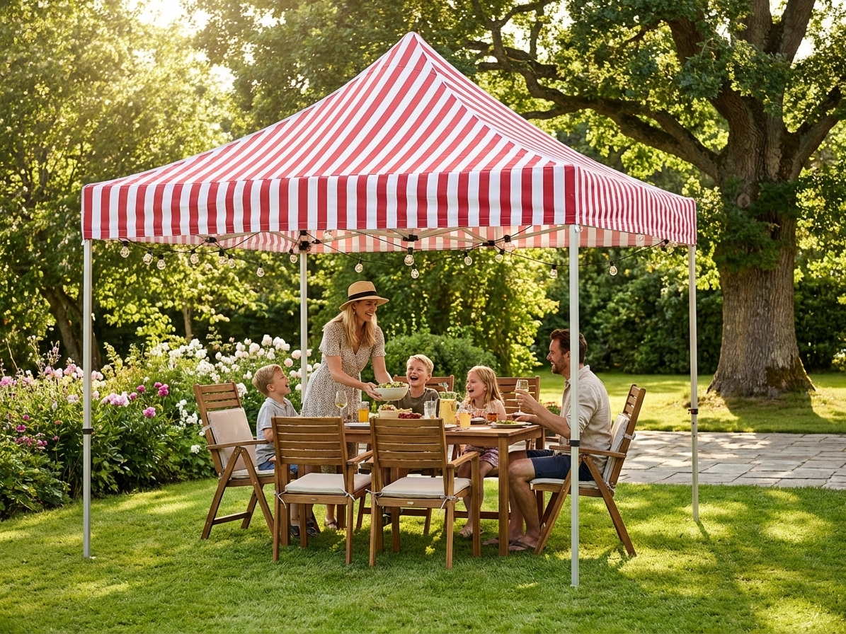 Gazebo Roof Cover 3x3m White/Red for Outdoor Use - view 3
