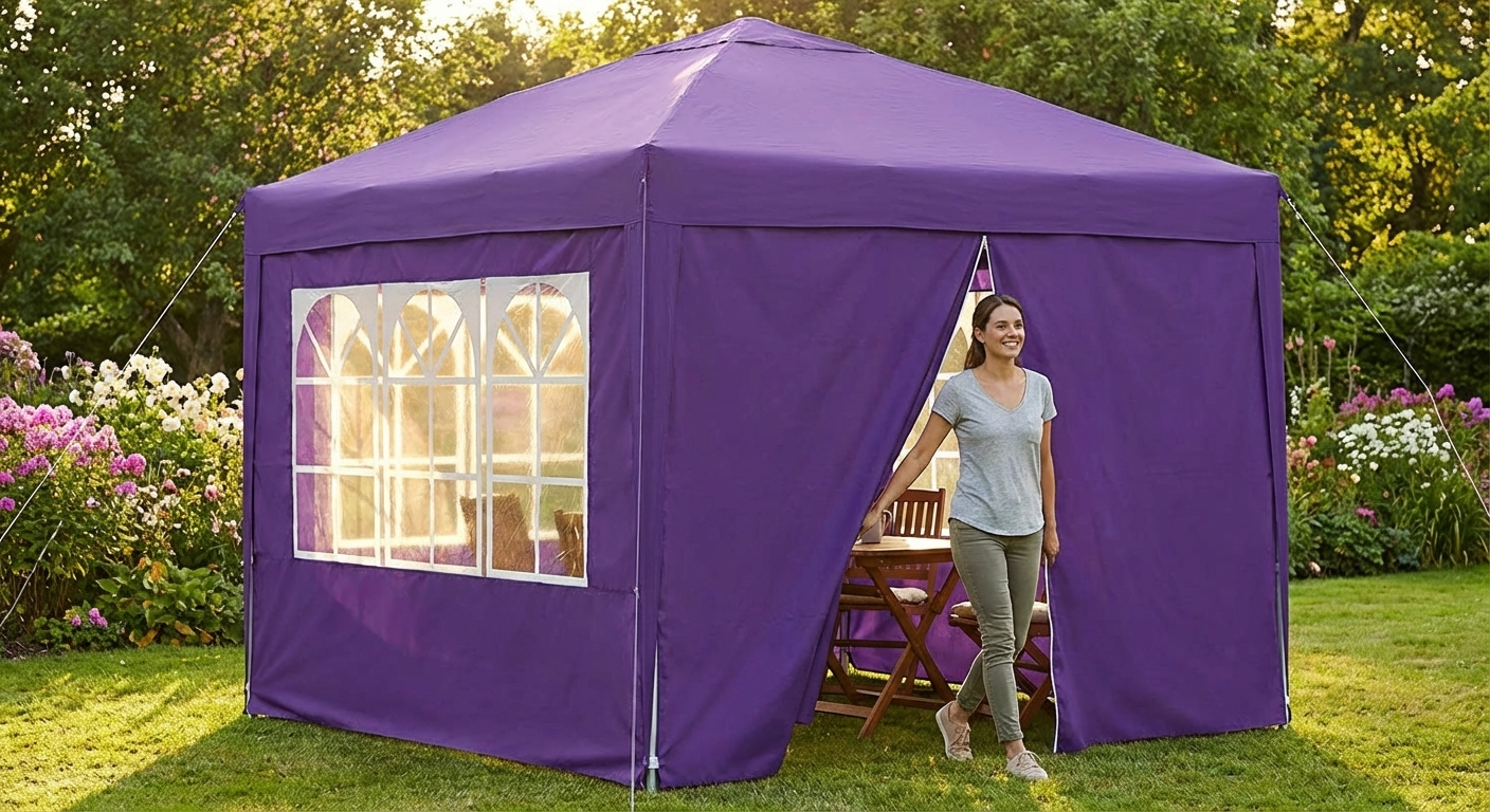 Purple gazebo sidewall kit 3x3m for outdoor use - view 3