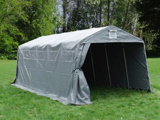 Grey livestock shelter made from PVC and galvanised steel - product detail