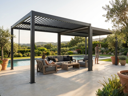 Aluminium Pergola Gazebo in Black for Outdoor Use - product detail