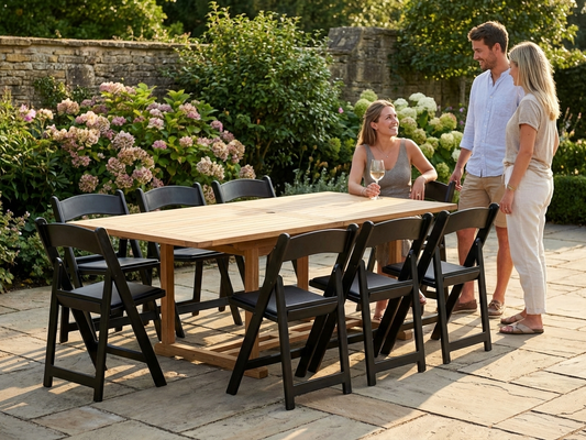 Padded folding chairs in black, ideal for indoor and outdoor use - product detail