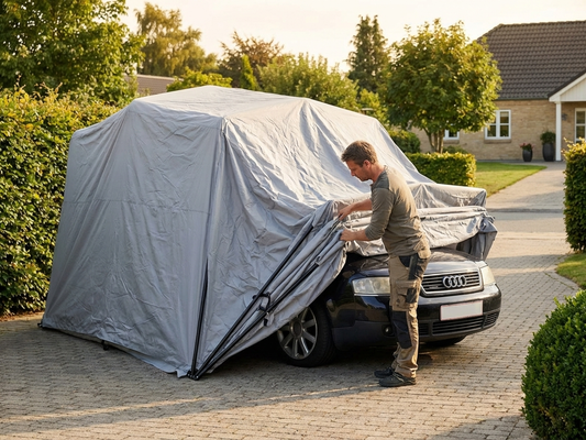 Folding garage 2.8x6.24x2.3 m in grey made from 600D Oxford fabric - product detail