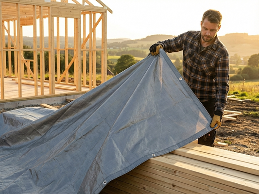 Grey tarpaulin 6x12 m, PE 300 g/m² for outdoor use - product detail