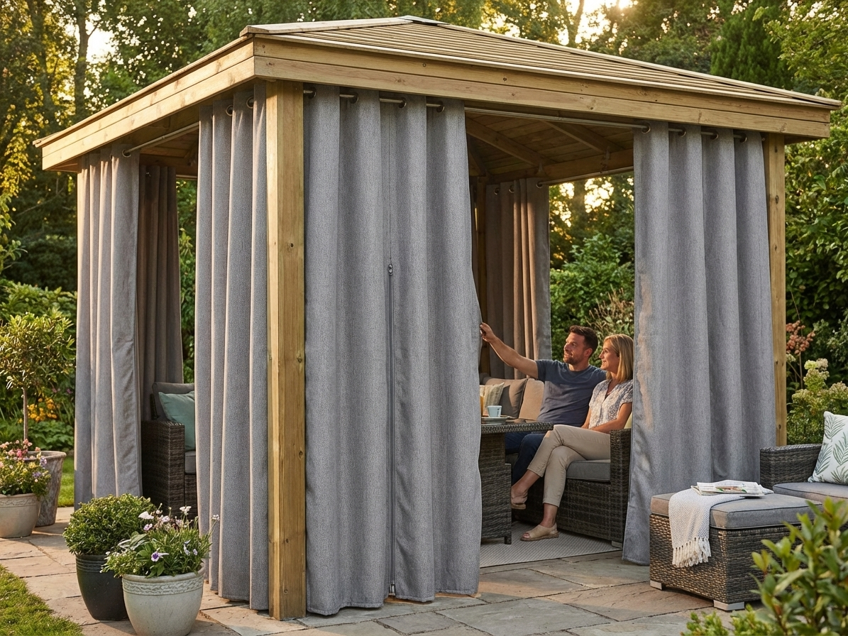 Grey gazebo curtains 3x3m for outdoor use - view 3