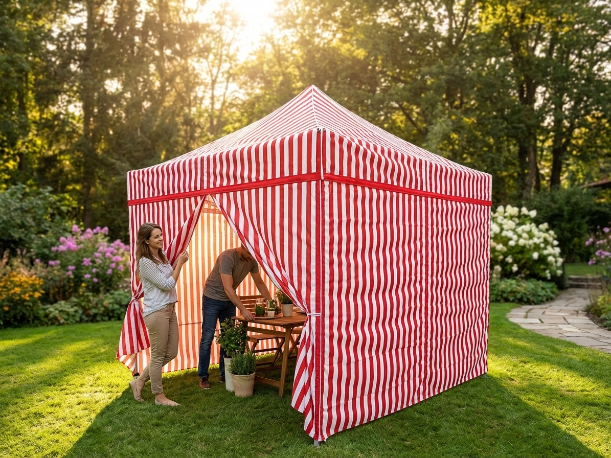 Pop up gazebo 3x3 m in white and red with steel frame for outdoor use - view 3