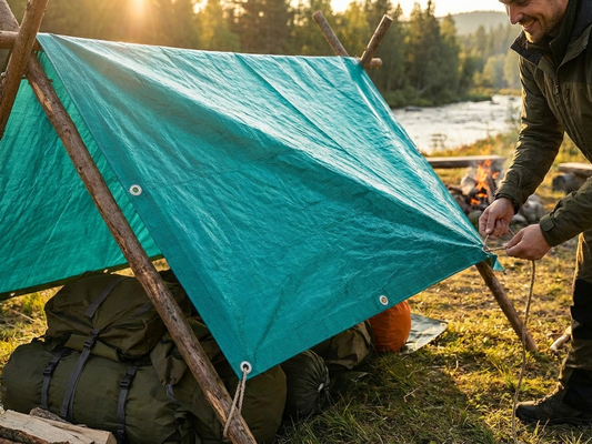 Green 6x8 m tarpaulin made from PE - product detail