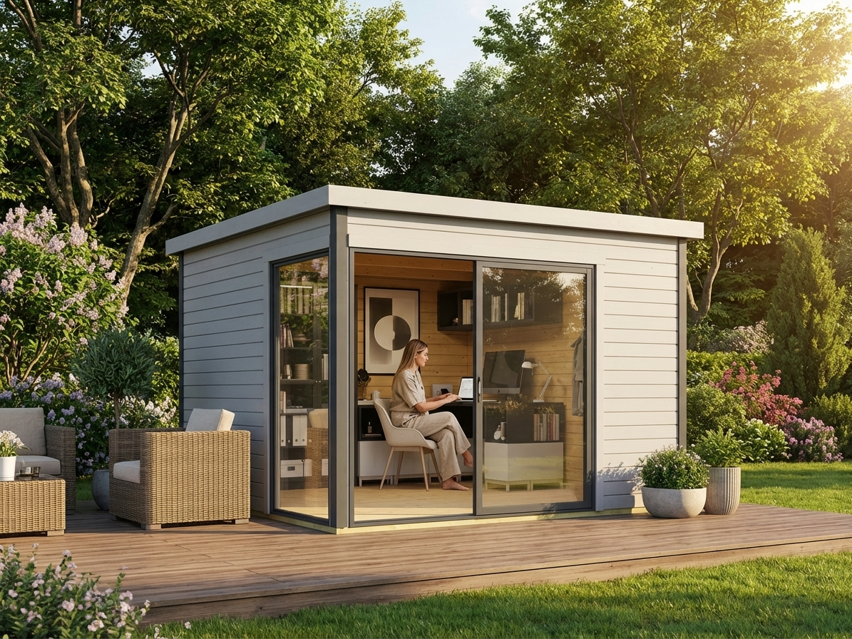 Wooden cabin set in light grey made from Nordic Spruce - view 3